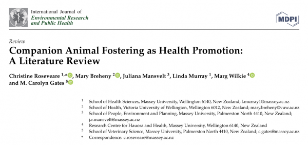 Header for publication - Companion animal fostering as health promotion: A liter